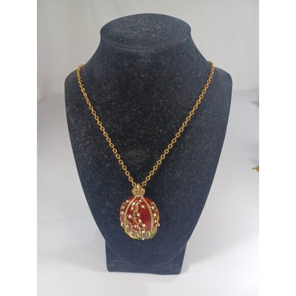 METROPOLITAN MUSEUM OF ART FABERGE EGG LILY FLOWER PENDANT BROOCH JOAN RIVERS - Picture 7 of 8